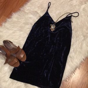 Navy blue velvet nanamacs mini dress
